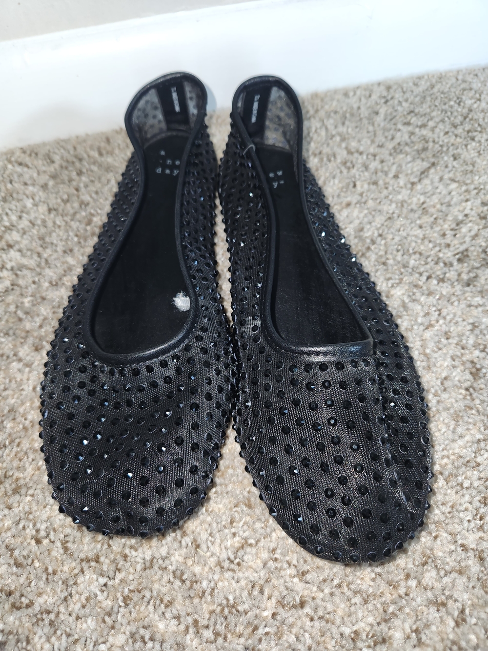 Women's Black Rhinestone Flats